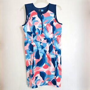 PGA TOUR Floral Athleisure Dress, Mesh, Pockets Front Zip SL Size Medium
